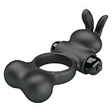 Ерекційне віброкільце з 10 режимами вібрації Pretty Love Vibrant Penis Ring Yusuf Black, фото 5