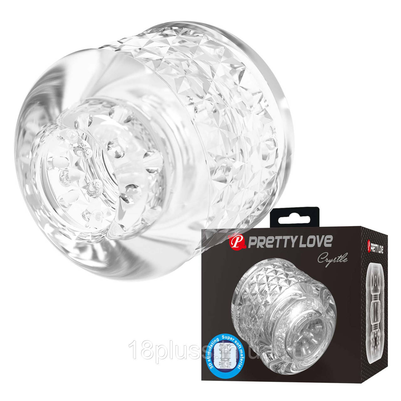 Компактний мастурбатор із подвійним входом та текстурованим каналом Pretty Love Masturbator Crystle Transparent, фото 1