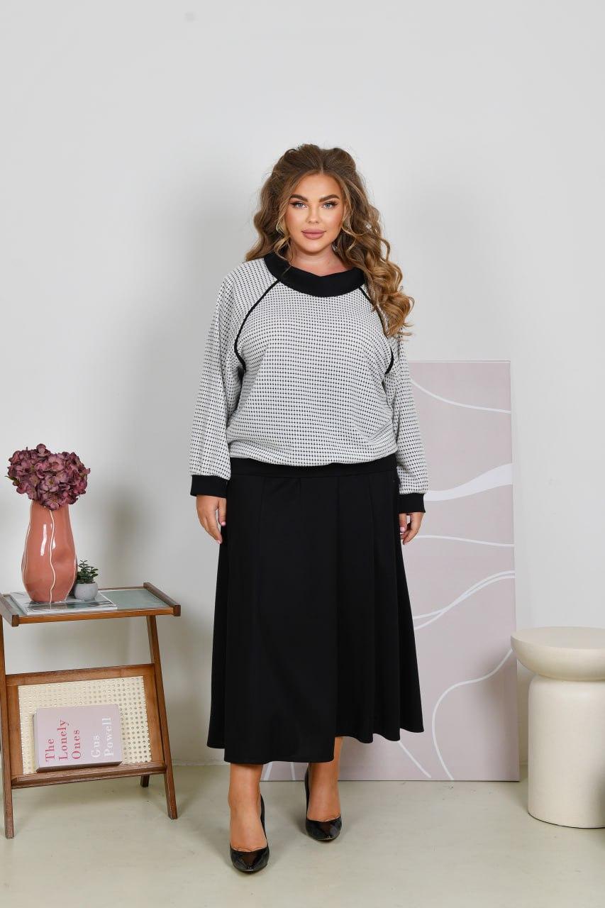 Теплий жіночий костюм кофта ангора довга спідниця трикотаж батал