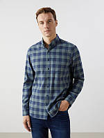 Зелена чоловіча сорочка LC Waikiki/ЛС Вайкікі з кишенею на грудях, в синю клітинку. фірмова Туреччина