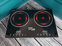 Настільна двокомфоркова електроплита Zepline 4400 Вт Інфрачервона, побутова, для готування