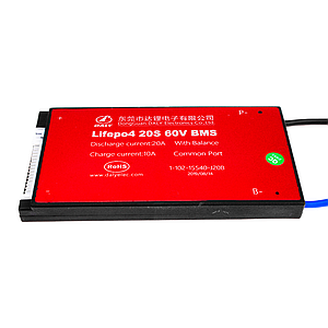 BMS плата LiFePO4 60V 20S Dis 20A Ch 10A