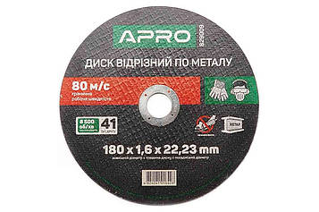 Диск відрізний по металу Apro 180 х 1.6 х 22.2 мм (5 шт.) Код/Артикул 829009