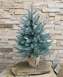 70 см Штучна ялинка новорічна лита Classic в мішковині блакитна