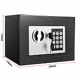 Електронний сейф з кодовим замком і ключем Сталевий меблевий для дому офісу та документів, фото 2