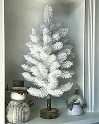 65 см Новорічна ялинка штучна лита Elegant на пеньочку біла зі снігом