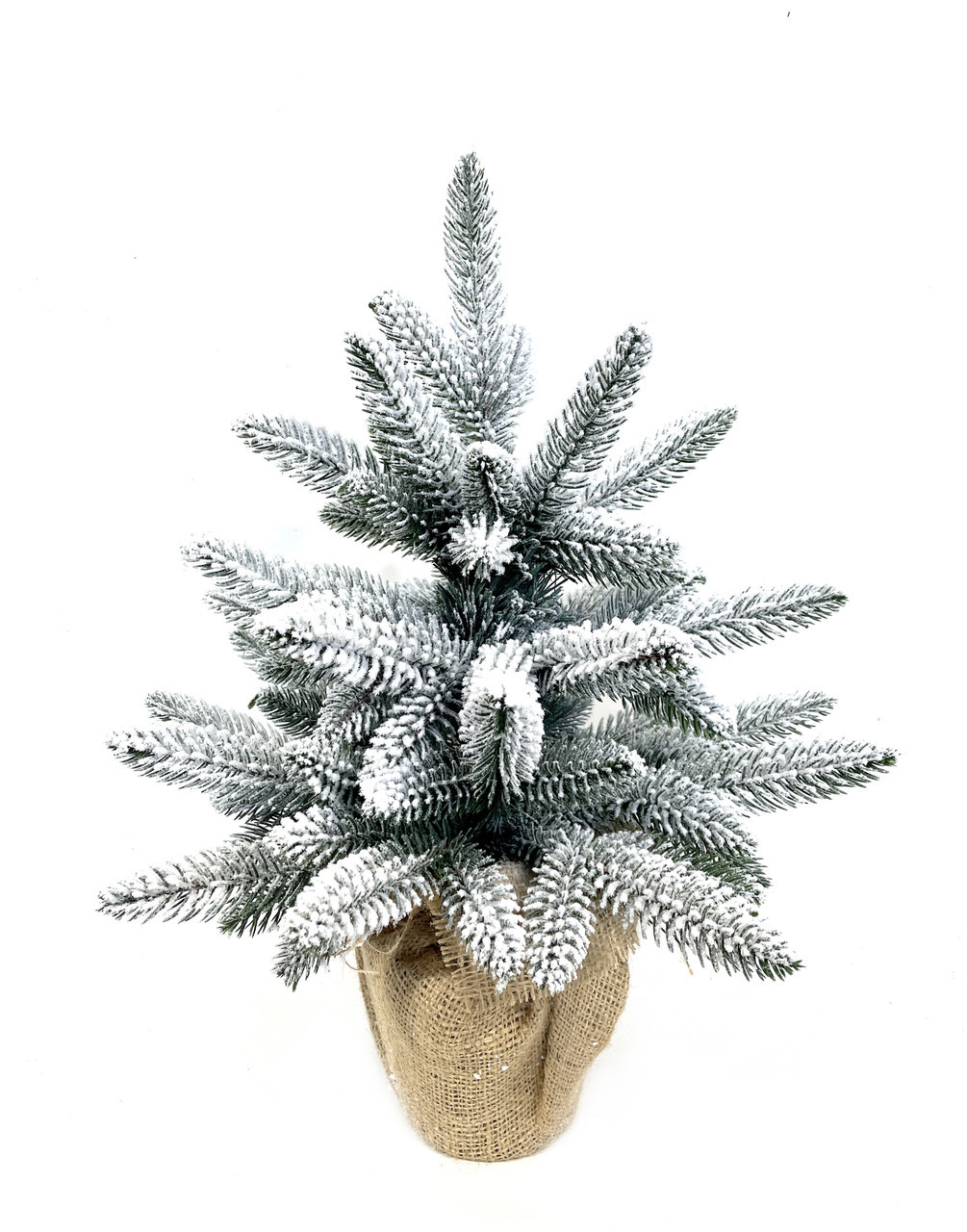 50 см Новорічна ялинка штучна лита Classic в мішковині засніжена, фото 1