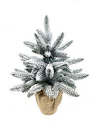 50 см Новорічна ялинка штучна лита Classic в мішковині засніжена