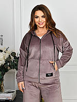 8327-9 Спортивний костюм жіночий на блискавці велюр напівбатал (4 од: 48,50,52,54), фото 4