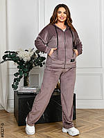 8327-9 Спортивний костюм жіночий на блискавці велюр напівбатал (4 од: 48,50,52,54), фото 5