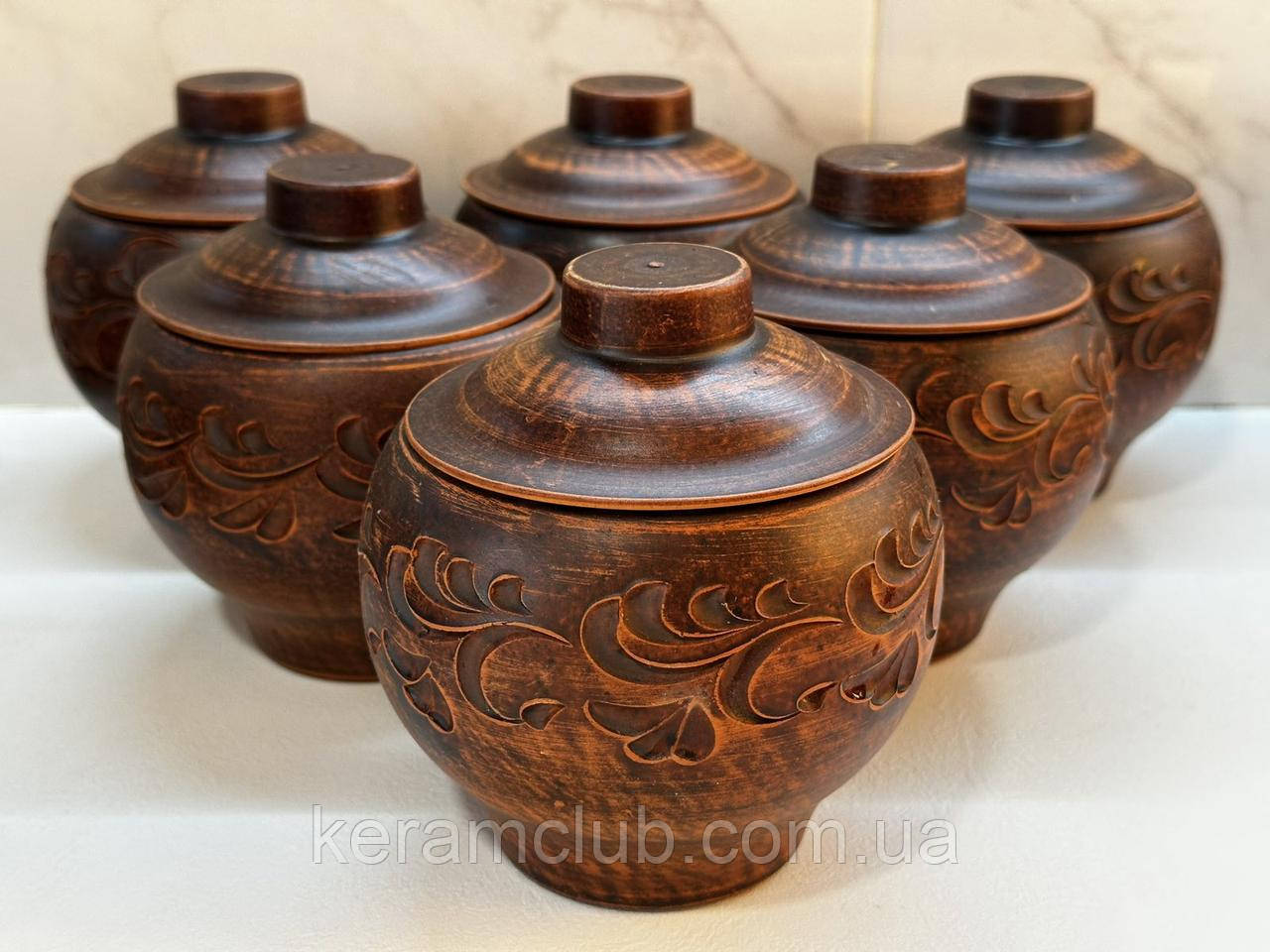 Набір з 6 глиняних горщиків по 600 мл