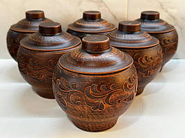 Набір з 6 глиняних горщиків по 600 мл