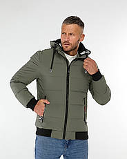 Чоловіча куртка HELLY HANSEN зимова коротка на манжеті, теплий брендовий пуховик із капюшоном хакі, фото 5