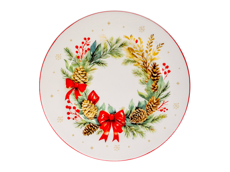 Тарілка Lefard Різдвяний Вінок 24.5 см 1858-0166 кераміка