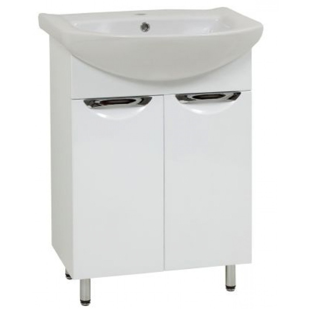 Тумба підлогова "Лаура 60" з умивальником "Лібра 60", біла для ванної кімнати, фото 1