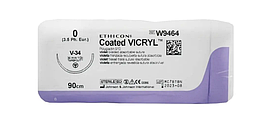 Вікрил (VICRYL) 0 колючо-ріжуча Таперкат (Tapercut) 36 мм, 1/2 кола, фіолетовий 90 см