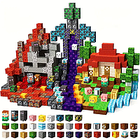 Магнітний конструктор Minecraft 150 шт кубики на магнітах дитячий Майнкрафт Фортеця