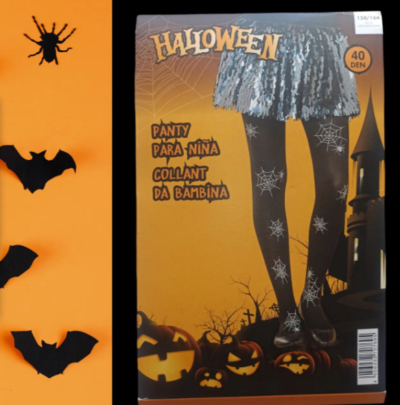 Колготки Хелловін дитячі з павутинням 40 den чорний, фото 1