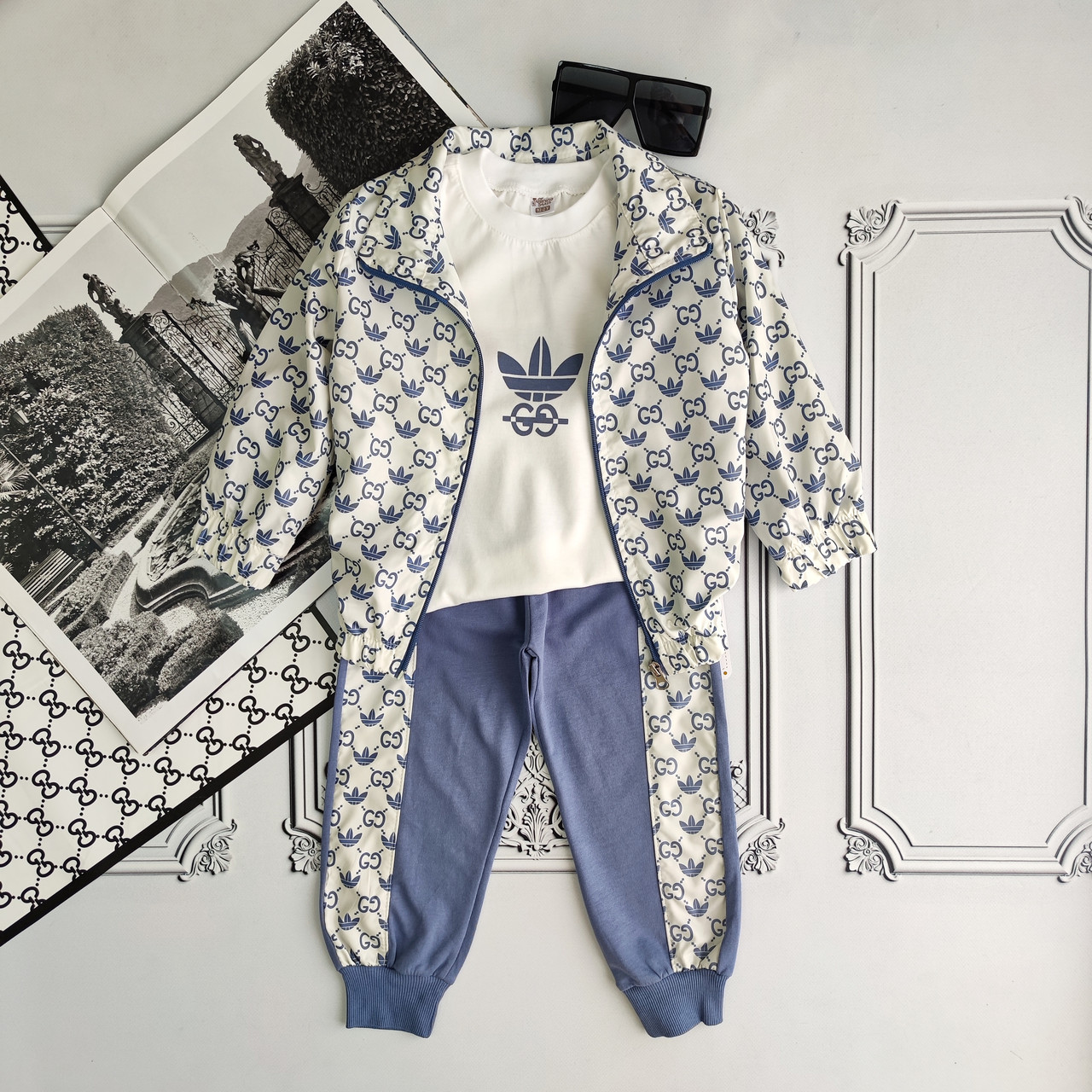 Дитячий костюм костюм трійка для хлопчика, комплект з вітровкою