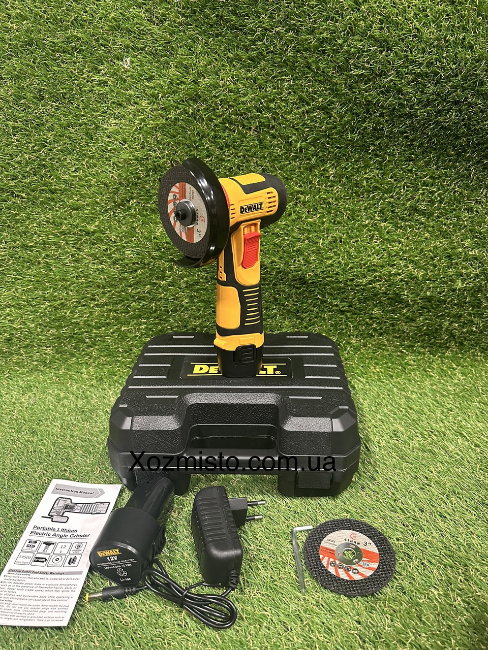 Акумуляторна болгарка DeValt DCG75N кутова шліфувальна машина болгарка Деволт з 2 АКБ 12V/2.0Ah, фото 1