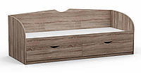 Односпальне ліжко L-6 Kontinent 80х200 см із шухлядами Дуб Сонома Трюфель 203х83,4х76,6 см. Доставка по всій Україні