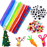 Набір для творчості Пухнастий дріт з помпонами та очками 170шт