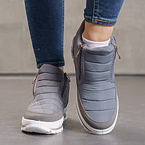 Дутики жіночі сірі на двох замках не промокаючі, фото 2