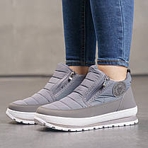 Дутики жіночі сірі на двох замках не промокаючі, фото 4