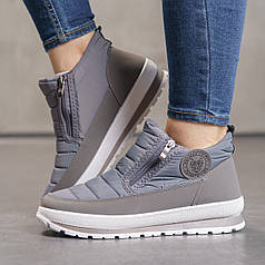 Дутики жіночі сірі на двох замках не промокаючі