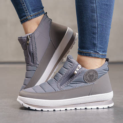 Дутики жіночі сірі на двох замках не промокаючі, фото 1