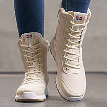 Дутики жіночі бежеві на шнурках не промокаючі, фото 4