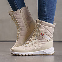 Дутики жіночі бежеві на шнурках не промокаючі, фото 2