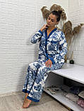 Стильна шовкова піжама рубашка штани у принті, фото 6