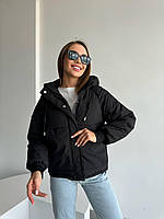 Осенняя женская матовая куртка на молнии и кнопках