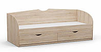 Односпальне ліжко L-6 Kontinent 80х200 см із шухлядами Дуб Сонома 203х83,4х76,6 см. Доставка по всій Україні