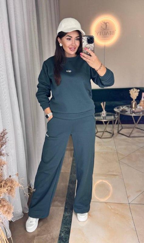 Жіночий прогулянковий костюм; Кольори: пляшка, шоколад, меланж, графіт, блакитний ; Розміри: 42-44, 46-48, 50-52;, фото 1