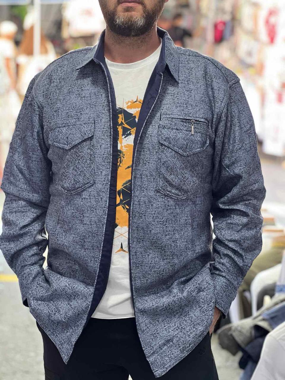 Сорочка тепла чоловіча на ґудзиках на флісі норма 48-56, фото 1