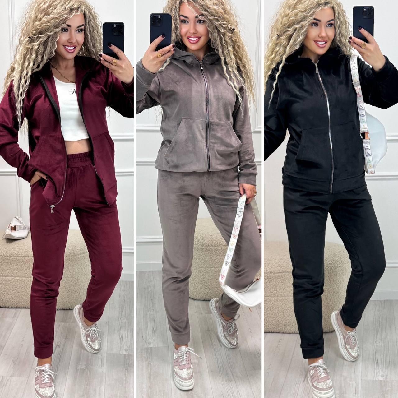 Жіночий прогулянковий костюм; Кольори: моко, чорний, сірий, бордо, пляшка, лаванда; Розміри: 42-44, 46-48, 50-52 ;, фото 1