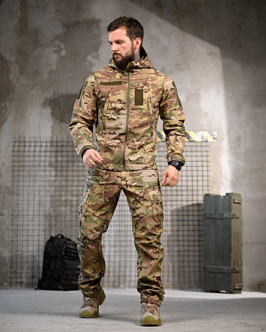 Демісезонний тактичний костюм софтшел Multicam / Мультикам військова форма - фото 1 - id-p2742174883
