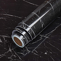 Самоклейна плівка Мармур для кухні Kitchen Sticker Декоративна наклейка 5м*60см Чорний мармур