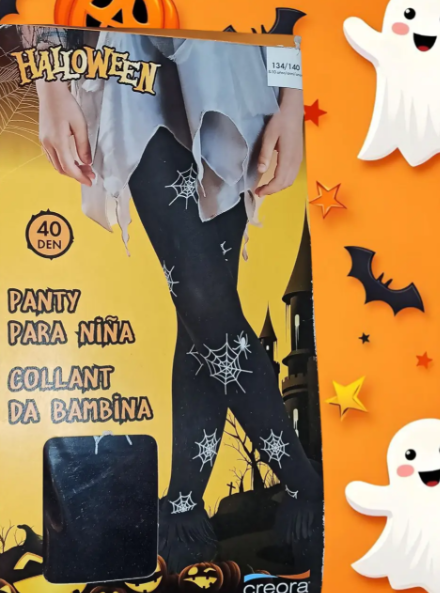 Колготки Хелловін дитячі з принтом павутиння 40 den чорний, фото 1