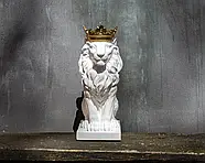Гіпсова скульптура "Лев з золотою короною" (білий), 35 см, фото 4