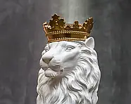 Гіпсова скульптура "Лев з золотою короною" (білий), 35 см, фото 7