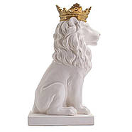Гіпсова скульптура "Лев з золотою короною" (білий), 35 см, фото 2