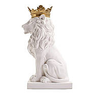 Гіпсова скульптура "Лев з золотою короною" (білий), 35 см, фото 3
