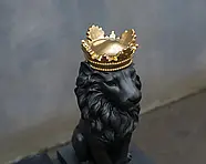 Гіпсова скульптура "Лев з золотою короною" (чорний), 35 см, фото 3