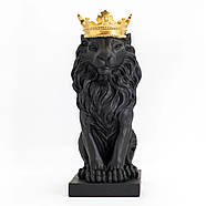 Гіпсова скульптура "Лев з золотою короною" (чорний), 35 см, фото 2