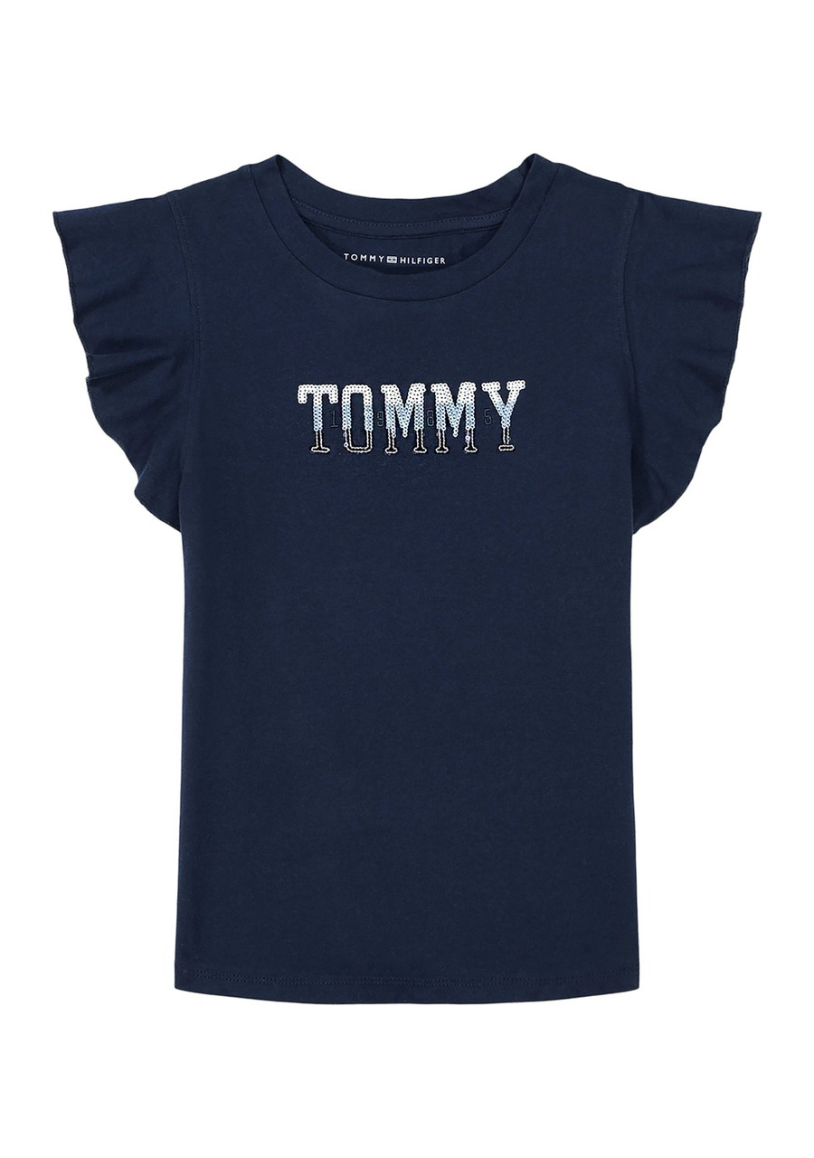 Дитяча футболка Tommy Hilfiger з логотипом з паєток 1159842732 (Синій L), фото 1