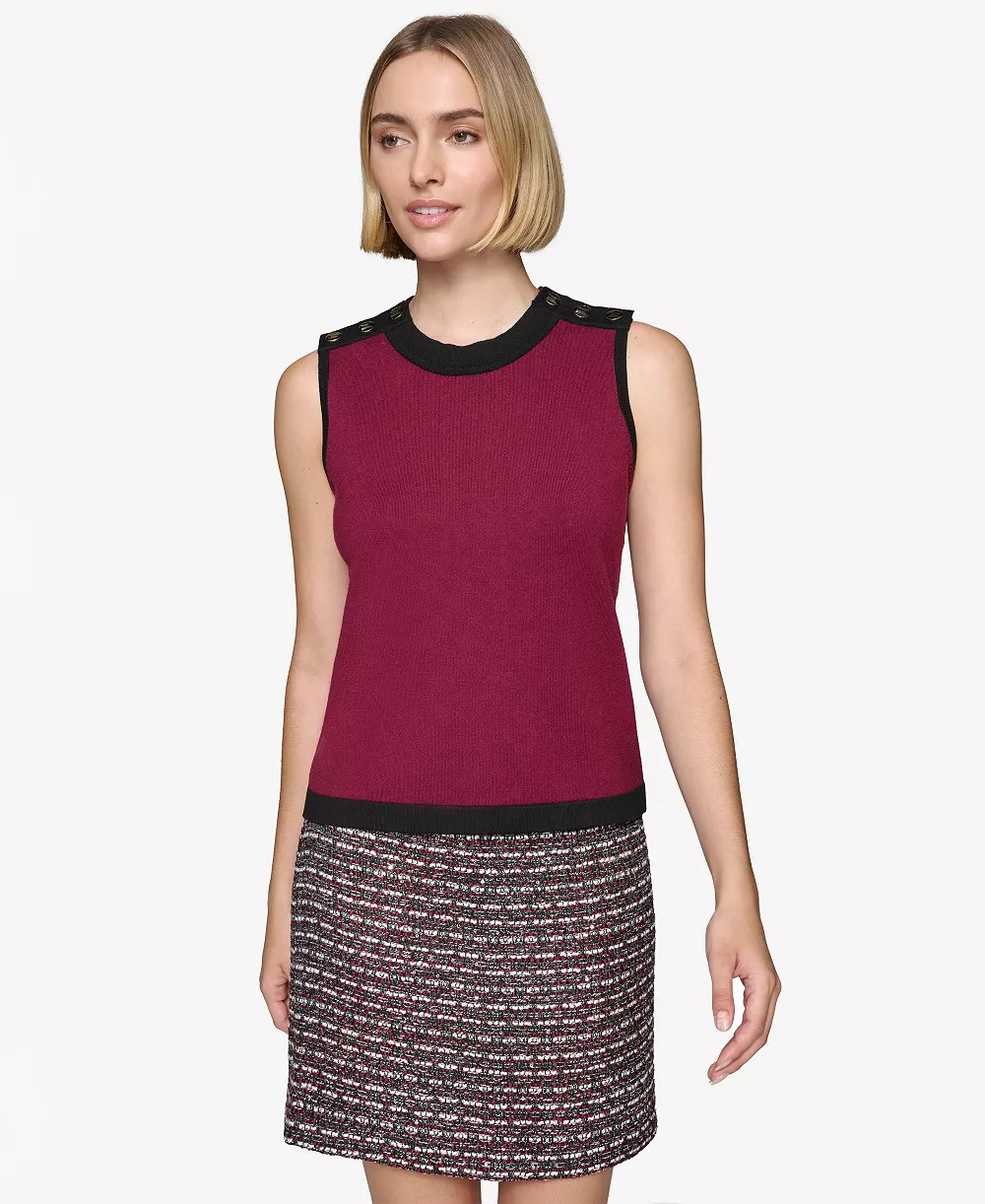 Жіночий жилет Karl Lagerfeld Paris з декоративними гудзиками 1159842820 (Бордовий L), фото 1