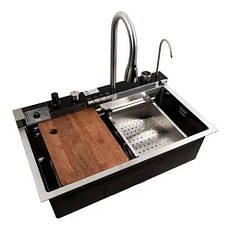 Кухонна мийка 75*45М сатин Handmade "Водоспад"